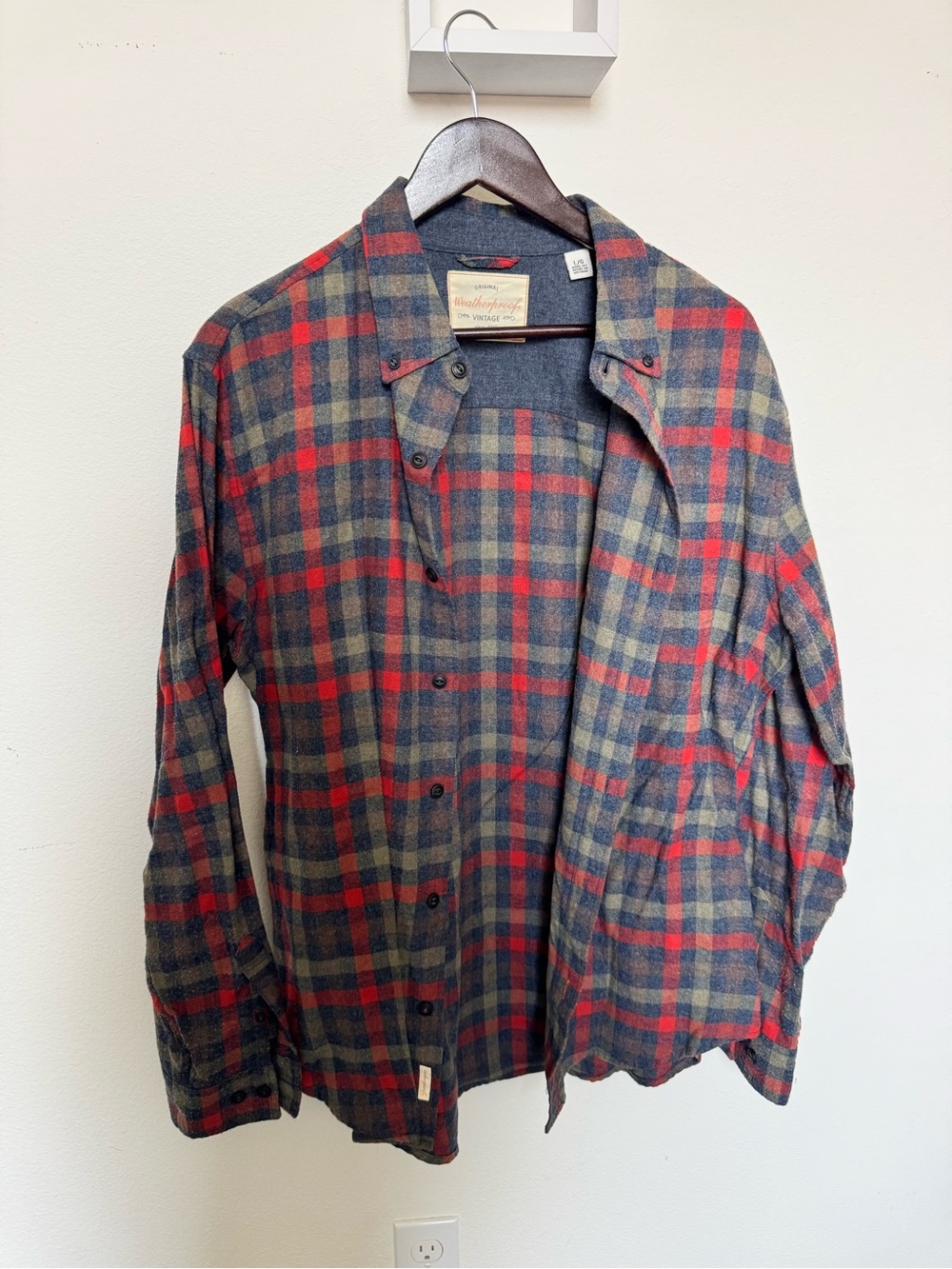 Weatherproof Red & Navy Plaid Lightweight Shirt Jacket
